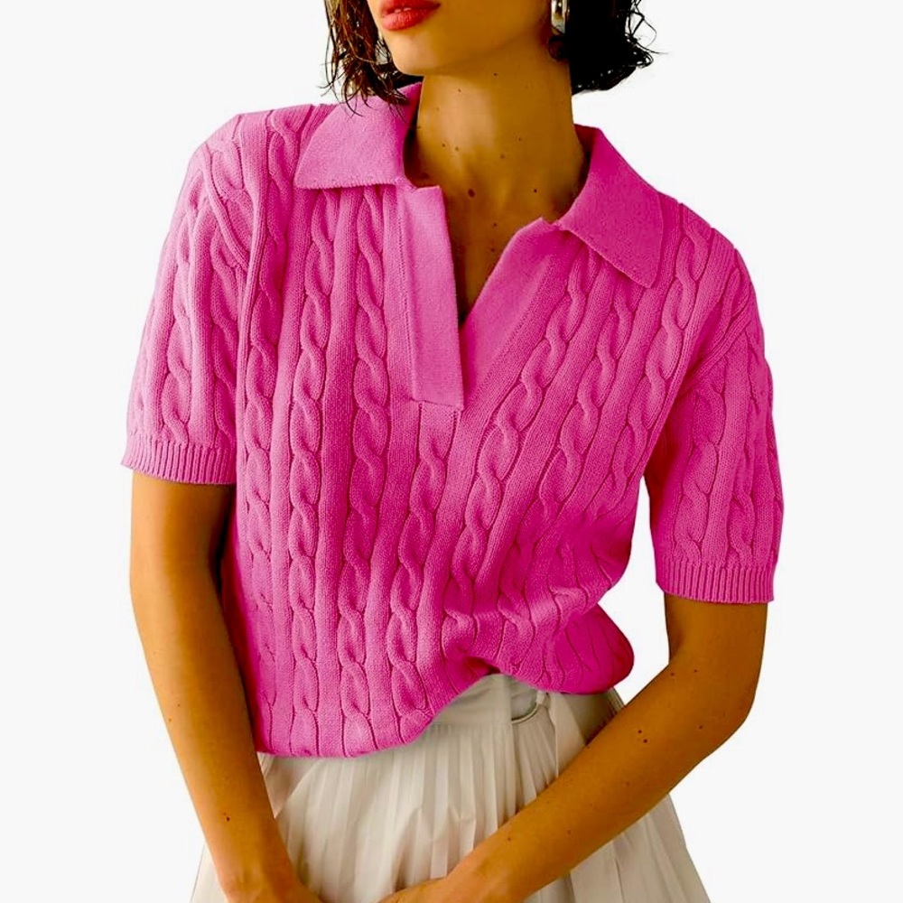 Pink Cable Knit Sweater
